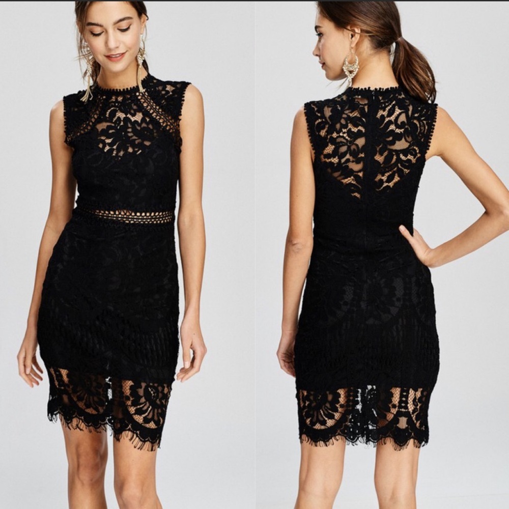 6 Pack Black Crochet Lace Dress